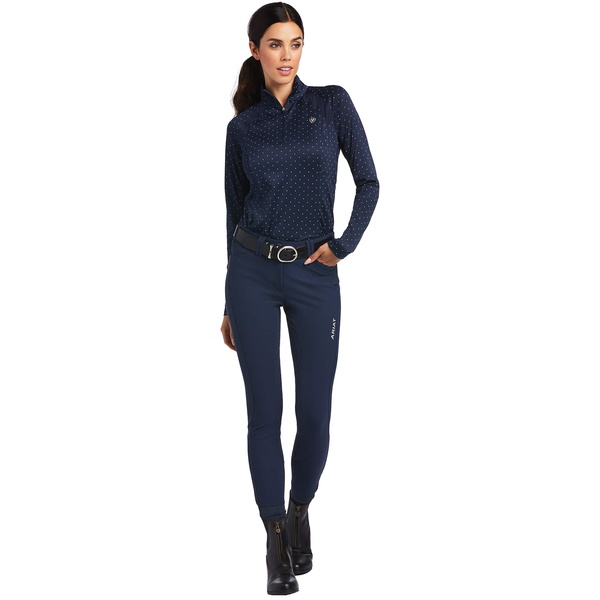 2023 Ariat Womens Sunstopper 2.0 1/4 Zip Base Layer Top 10030429 - Navy Dot